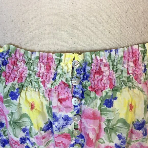 Eileen West Long Cami Nightgown Size M Womans Pink Floral Cotton Vtg Cottagecore - Picture 10 of 13